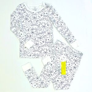 New Caden Lane Colorable Pajamas Set Boys 7/8 Girls Dinosaurs Bamboo Two Piece
